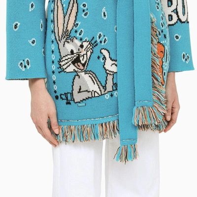 Shop Alanui Bugs Bunny Bandana Cardigan In Blue