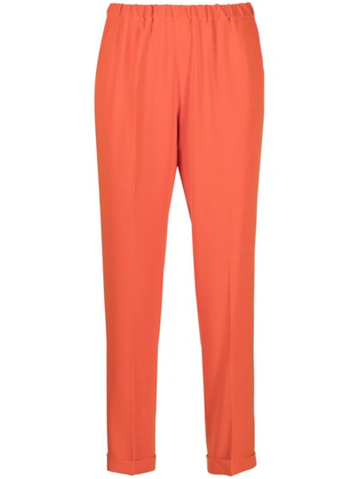 Shop Alberto Biani Cropped Cady Trousers In Orange