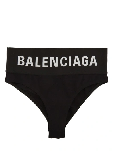 Shop Balenciaga Wide Elastic Logo Briefs In Black