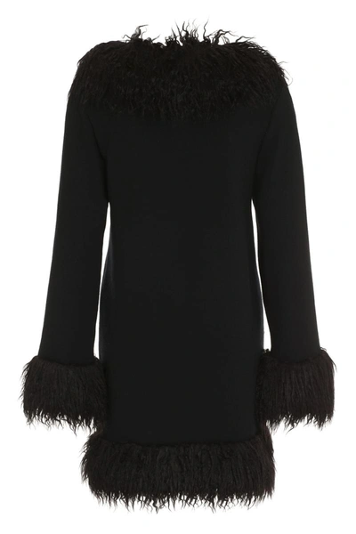 Shop Boutique Moschino Wool Jersey Coat In Black