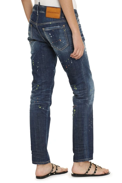 Shop Dsquared2 Jennifer Destroyed Straight Leg Jeans In Denim