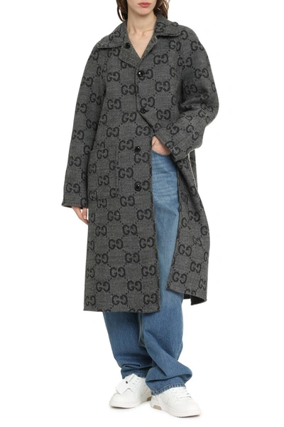 Shop Gucci Reversible Wool Coat In Grey