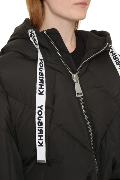 Shop Khrisjoy Khris Puffer Hooded Down Jacket In Black