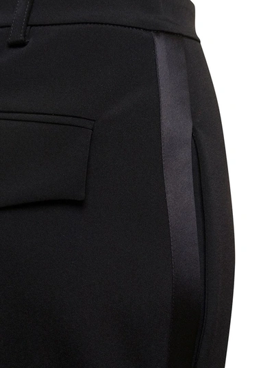Shop Dolce & Gabbana Black Long Smoking Skirt With Logo Patch In Acetate Blend Woman