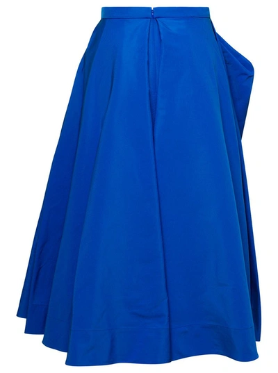 Shop Alexander Mcqueen Blue Draped Round Asymmetric Skirt In Polyfaille Woman