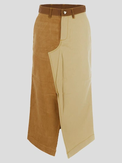 Shop Marni X Carhartt Colour-block Mini Skirt In <p> Midi Skirt In Brown Cotton Woven