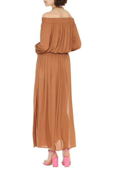 Shop Max Mara Ghiglia Stretch Viscose Dress In Copper