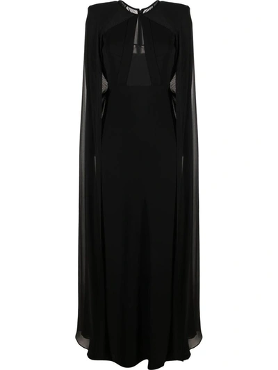 Shop Roland Mouret Cape-detailed Cady Maxi Dress In Black