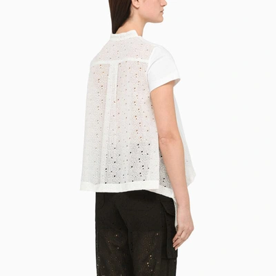 Shop Sacai T-shirt With Openwork In White