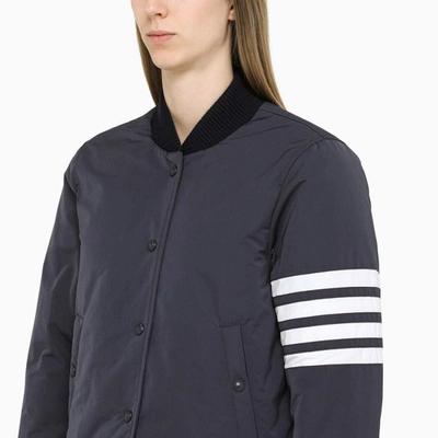 Shop Thom Browne Navy Technical Bomber Jacket In Blue