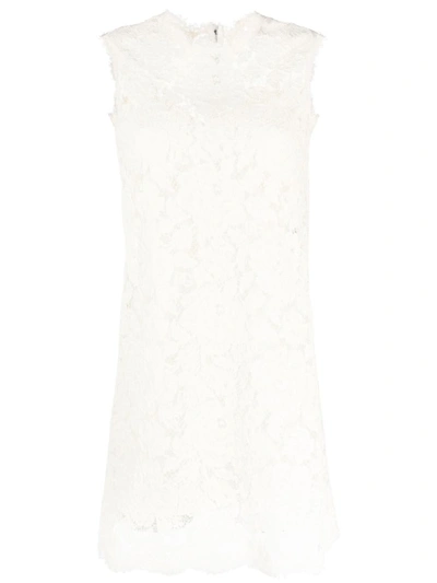 Shop Dolce & Gabbana Lace Mini Dress In White
