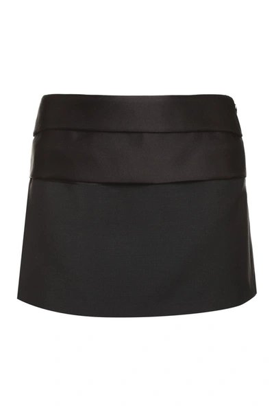 Shop Prada Wool Blend Skirt In Black