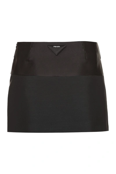 Shop Prada Wool Blend Skirt In Black