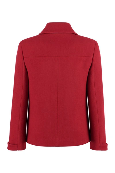 Shop Valentino Double-breasted Wool Jacket In Red