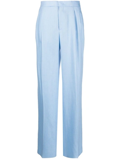 Shop Tagliatore High-waisted Trousers In Light Blue