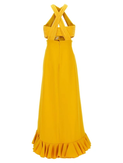 Shop Giambattista Valli Flounced Cady Dress In Yellow