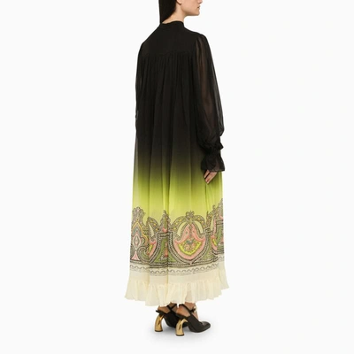 Shop Etro Long Shaded Georgette Dress In Yellow