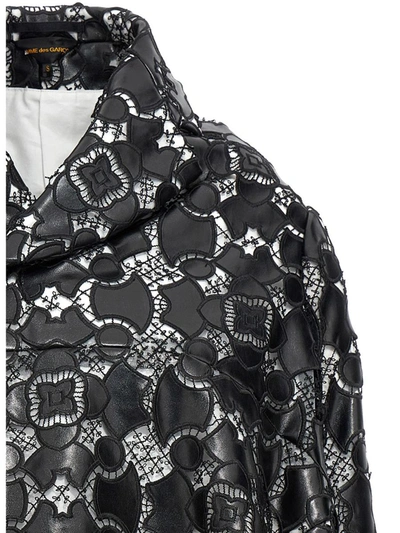 Comme Des Garçons Lace Detailed Jacket In White/black