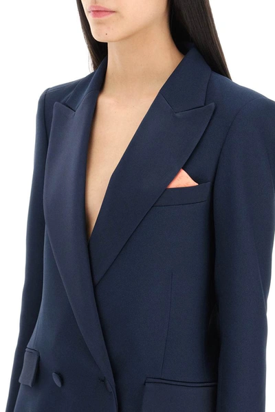 Shop Hebe Studio Bianca Blazer In Cady And Satin In Blue