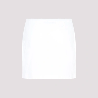 Shop Prada Cotton Midi Skirt In White