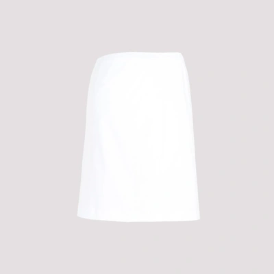 Shop Prada Cotton Midi Skirt In White