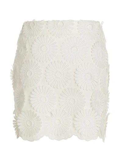 Shop Elie Saab Embroidery Tulle Skirt In White