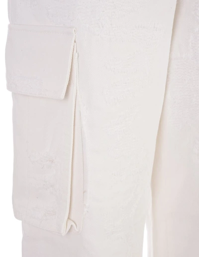 Shop Givenchy Denim Cargo Trousers In White