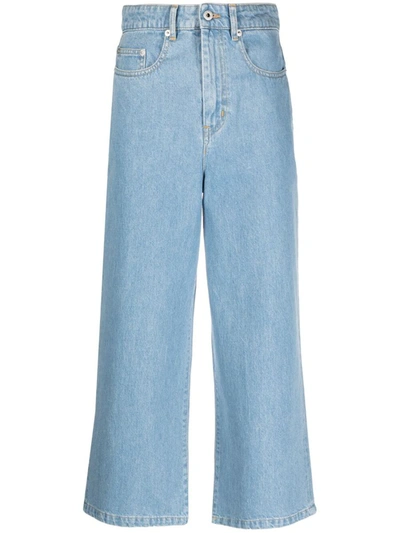 Shop Kenzo Cropped Denim Jeans In Blue