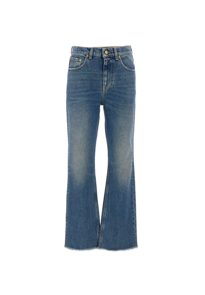 Shop Golden Goose "new Cropped Flare" Jeans In Blue