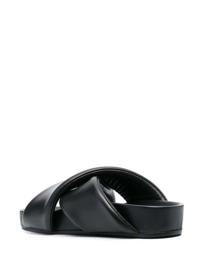 Shop Jil Sander Black Crossover Strap Slide Sandals In Leather Man