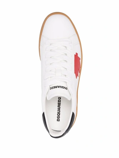 Shop Dsquared2 Logo Print Sneakers In Bianco E Rosso