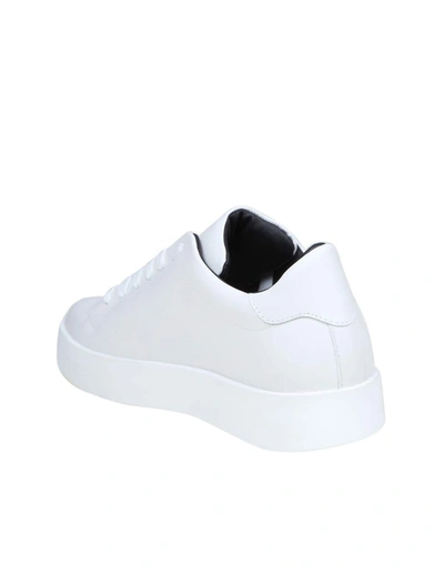 Shop Philipp Plein Leather Sneakers In White/black