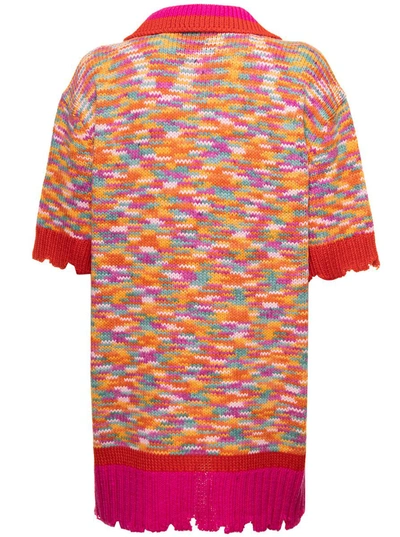 Shop Andersson Bell Portela Space Dyed Oversize Collar Knit Polo In Multicolor