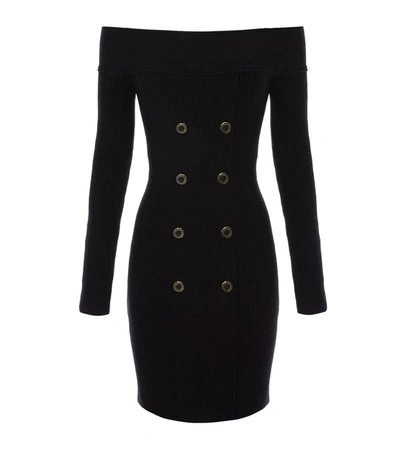Shop Elisabetta Franchi Black Knitted Coat Dress