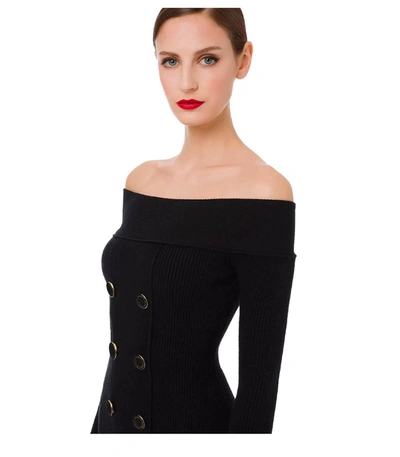 Shop Elisabetta Franchi Black Knitted Coat Dress