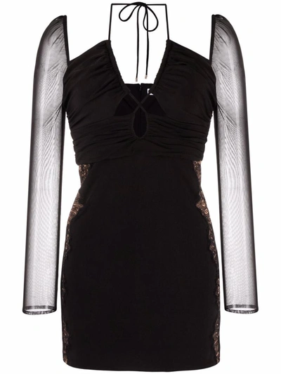 Shop Self-portrait Black Jersey Cut Out Mini Dress Clothing