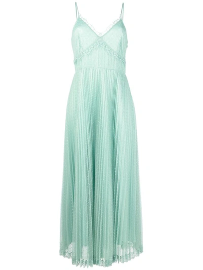 Shop Twinset Sheer-lace Long Dress In Green