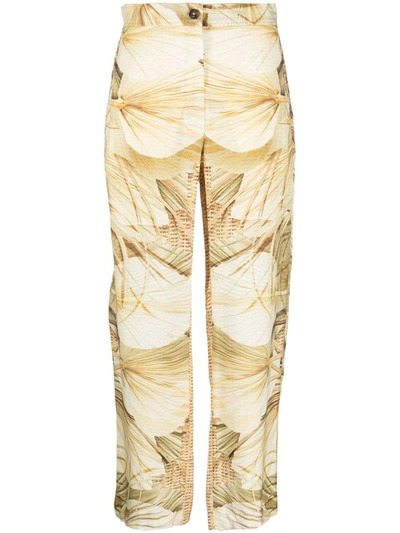 Shop Fay Nature-print Straight Trousers In Beige