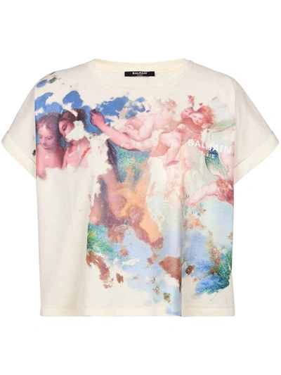 Shop Balmain T-shirts And Polos In Ficelle/multico Pastel