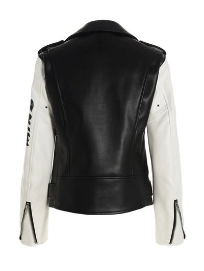 Shop Comme Des Garcons Black Comme Des Garçons Black 'true Heart Strong Mind' Biker Jacket In White/black