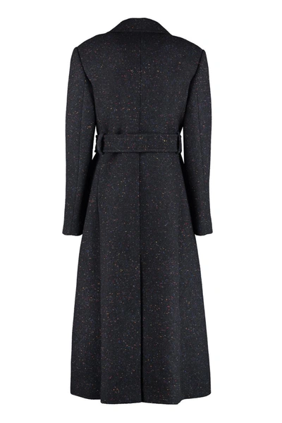 Shop Chloé Belted Double-breasted Coat In Blue