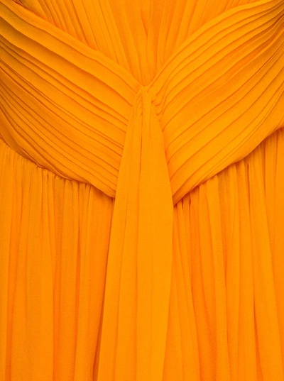 Shop Alberta Ferretti Mini Orange Dress With Gatherings And Drapes In Silk Chiffon Woman