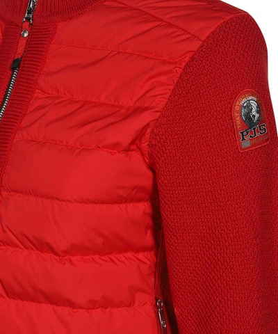 Shop Parajumpers Theresa Padded Panel Knitted Jacket In Red