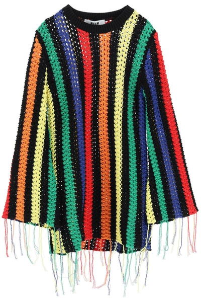 Shop Msgm Pure Cotton Striped Sweater In Multicolor