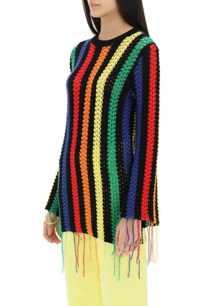 Shop Msgm Pure Cotton Striped Sweater In Multicolor