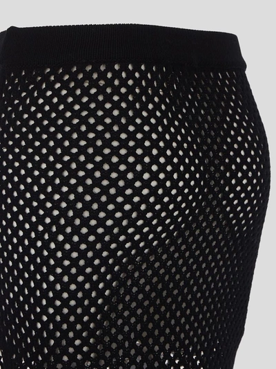Shop Laneus Mesh Skirt In <p> Midi Skirt In Black Mesh Cotton With With Side Slit