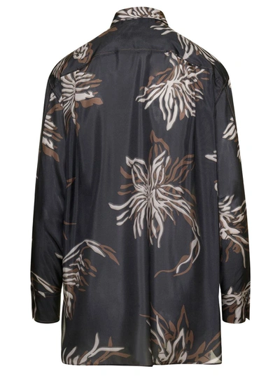 Shop Brunello Cucinelli Grey Shirt With All-over Print In Silk Woman