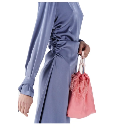 Shop Weili Zheng Satin Periwinkle Midi Dress In Blue