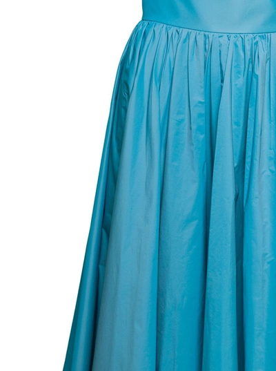 Shop Plain Light Blue Maxi Pleated Skirt With Zip Fastening Woman