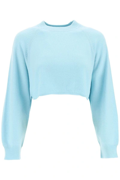 Shop Loulou Studio 'bocas' Cashmere Cropped Sweater In Blue